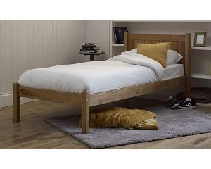 5ft King Size Capri antique honey pine wood bed frame, low foot end